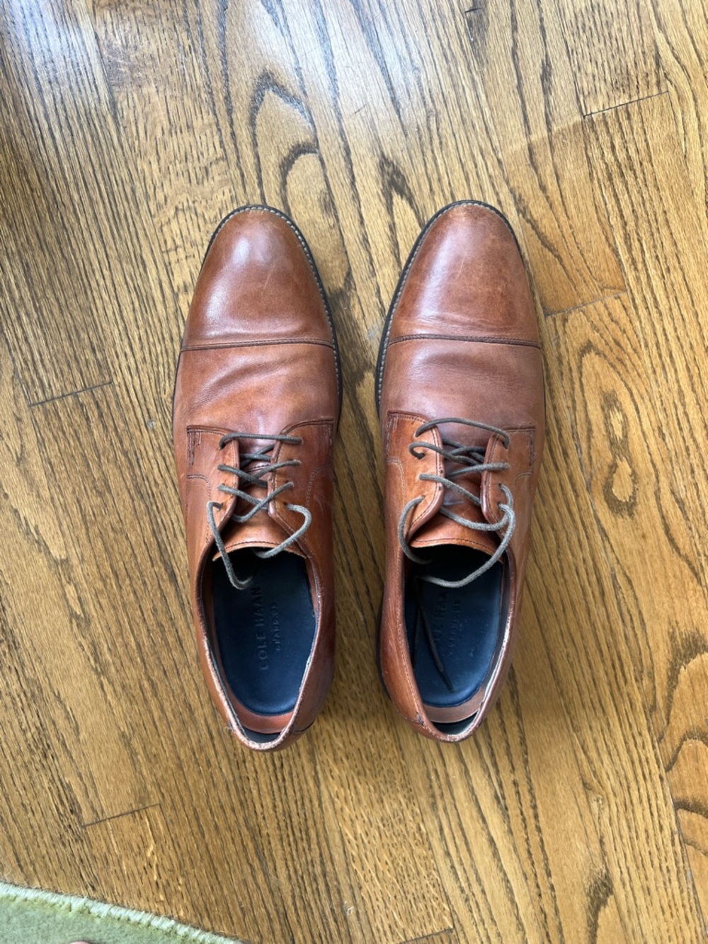 Cole Haan Cognac Leather Cap-Toe Derby Shoes
